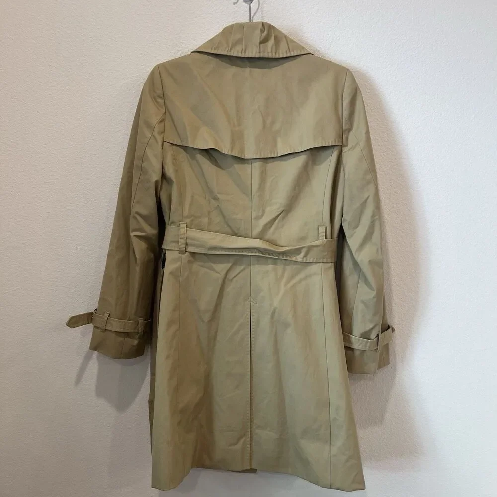 J Crew Trench Coat Womens 6 Tan Double Breasted Belted Lined Classic Style